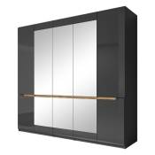 Armoire design 5 portes et 3 miroirs couleur grise finitions glossy - lucia - Gris