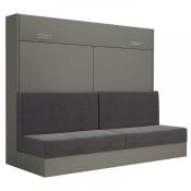 Armoire lit escamotable vertigo sofa gris canapé gris couchage 160200 cm - gris