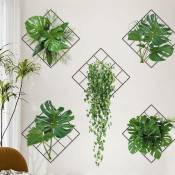 Autocollant mural de plante verte 3D, autocollants muraux verts, autocollants muraux de feuilles de