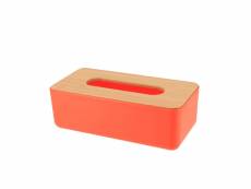 Boîte à mouchoirs orange avec couvercle en bambou - tendance