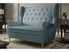 Canapé 2 places en tissu de catégorie luxe, bleu clair - arnaud