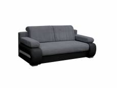 Canapé en lit convertible avec coffre de rangement relax 3 places - tissu et simili cuir - york (gris foncé/noir) MB002712