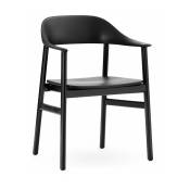 Chaise avec accoudoirs en chêne noir et polypropylène noir Herit noir - Normann Copen