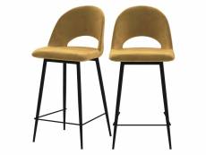 Chaise de bar mi-hauteur pénélope jaune 65 cm (lot de 2)