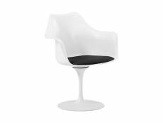 Chaise de salle à manger avec accoudoirs - chaise pivotante blanche -tulipan noir