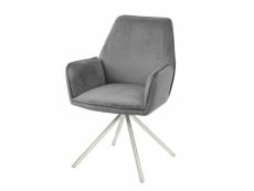Chaise de salle à manger hwc-g67, chaise de cuisine avec accoudoirs velours ~ gris foncé, inox