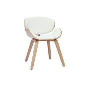 Chaise design blanc et bois clair walnut - Chêne clair