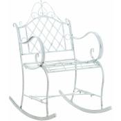 Chaise fauteuil à bascule rocking chair pour jardin en métal blanc vieilli