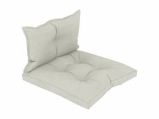 Coussins de sol canapé de palette en tissu beige dossier et assise dec021599