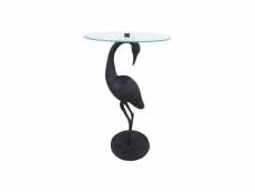 Crane bird - table d´appoint - verre noir/métal 24*40*64