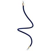 Creative Cables - Kit Creative Flex tube flexible recouvert de tissu RM20 Bleu Foncé Bronze satiné - 90 cm - Bronze satiné