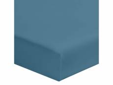 Drap housse bleu minéral 100% coton biologique bonnet 30 cm 120x200 cm