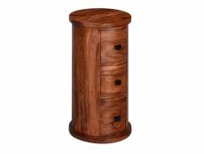 Finebuy design sheesham en bois massif ø 35 cm | armoire avec tiroirs | armoire latérale étroite, solide | mini commode ronde