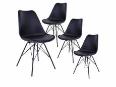 Haga - lot de 4 chaises noires avec piétement métallique