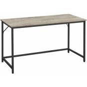 Helloshop26 - Bureau table poste de travail 140 x 60 x 75 cm pour bureau salon chambre assemblage simple métal style industriel grège et noir