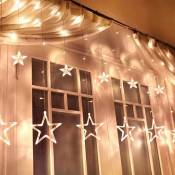 Hengda Guirlande lumineuse LED étoiles décoration fête rideau lumineux intérieur extérieur étanche - blanc chaud