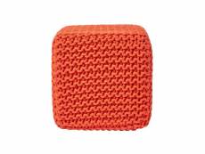 Homescapes pouf repose-pieds en tricot - cube orange