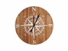 Horloge boussole en bois
