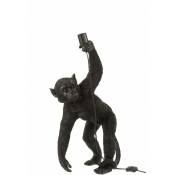 Jolipa - Lampe singe à poser en résine noir 38x21x59