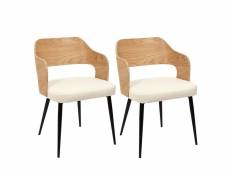 Kilpa - lot de 2 fauteuils bois et métal assise en tissu bouclettes