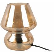 Lampe à poser vintage en verre - Diamètre 16 cm Hauteur 18 cm - Marron