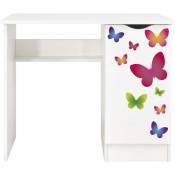 Leomark - Bureau blanc avec étagère ROMA - Papillons