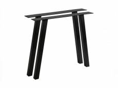 Lot de 2 a-pieds de table en métal - noir - 72x79x10