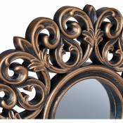 Lot de 3 miroirs, décoration baroque, salon, entrée, diamètre de 25 cm, cadre en plastique, bronze - noir - Relaxdays