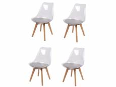 Lot de 4 chaises translucide "joy" avec assise rembourrée - gris/beige - l 57 x l 50 x h 82 cm