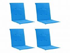 Lot de 4 coussins de chaise de jardin 100% polyester imperméable bleu 100 x 50 x 3 cm dec021683