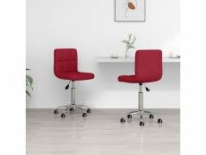 Lot de chaises pivotantes de salle à manger 2 pcs rouge bordeaux tissu - rouge - 47 x 40 x 86 cm