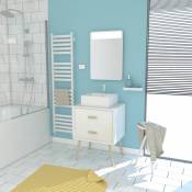 Meuble salle de bain scandinave blanc 60 cm sur pieds
