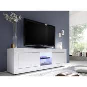 Meuble TV COMETE - LEDs - 2 portes - Blanc laqué