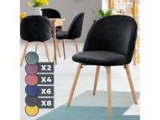 Miadomodo® chaise de salle à manger en velours - lot de 4, pieds en bois hêtre, style moderne, noir - chaise scandinave pour salon, chambre, cuisine,