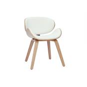 Miliboo - Chaise design blanc et bois clair walnut - Chêne clair