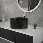ML-Design Lavabo en Céramique Noir Mat, Ø 41 x 18 cm, Rond, Vasque à Poser sur Plan de Toilette, Lave-Mains Évier pour la Salle de Bain / WC Invités,