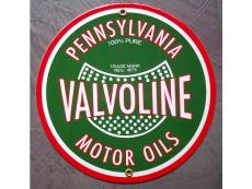 "plaque emaillée valvoline motor oils pennsylvania 22cm tole email pub usa"