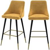 Rendez-vous Déco - Chaise de bar Aristote en velours jaune curry 77.5 cm (lot de 2) - Jaune