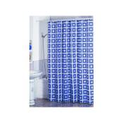 Rideau de douche Polyester 180x200cm Carrés Bleu & Blanc - Anneaux inclus MSV Bleu