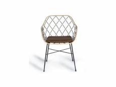 Set de 2 chaises alea avec coussin - rotin et métal