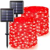 Set de 2 rouge imperméable à l'eau extérieure solaire string Lights, Fairy Light LED - 8 modes - fil de cuivre pour la décoration d'Halloween,12