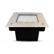 Spot 230V encastrable sol carré LED COB 9W - IP67 Miidex Lighting® blanc-chaud-3000k - inox-316