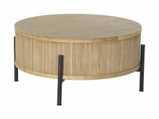 Table basse en bois naturel et métal noir - diamètre