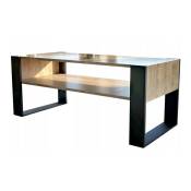 Table basse lovy chêne / noir - style industriel - 120cm x 64 cm