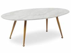Table basse ovale bois effet marbre et métal doré rama