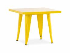 Table carrée pour enfants - industrielle - métal - 60cm - stylix jaune