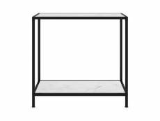 Table console blanc 80x35x75cm verre trempé