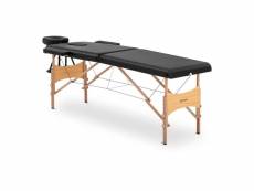 Table de massage pliante pliable professionnelle lit portable en bois portative matériel à domicile mobile black hêtre pvc 227 kg cm sac noir hellosho