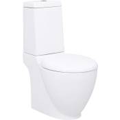 Toilette wc à poser Pack wc complet en céramique Ronde Écoulement d'eau au fond Blanc 92727
