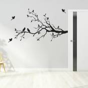 Un lot de stickers muraux Branche d'arbre feuilles oiseaux stickers muraux autocollants amovible décor pour la maison décorations de chambre noir